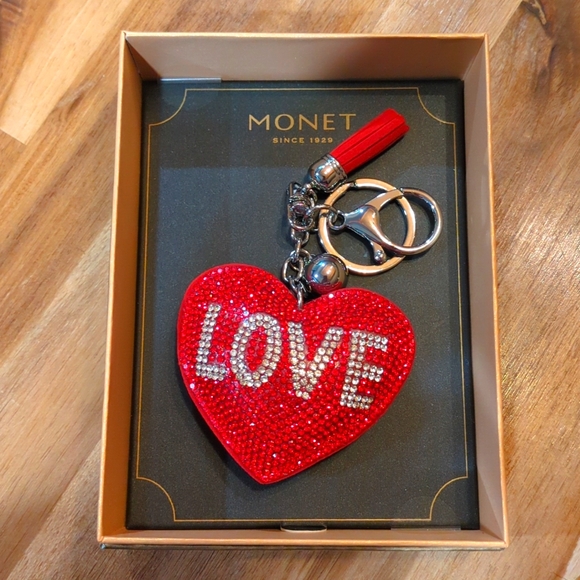 Monet Accessories - Monet love heart tassel keychain purse charm NWT